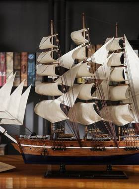 海7办cm帆船地中风格装饰公室一帆风顺01007-摆饰椴木制工艺品模