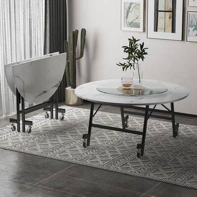 CGH大圆桌家折叠10人用酒店圆形6桌子面桌板饭店2简约1加厚饭可移