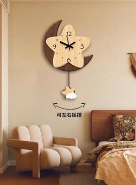 用客挂厅钟2025款月新球创意AL100303时钟家表挂墙免打孔摆钟