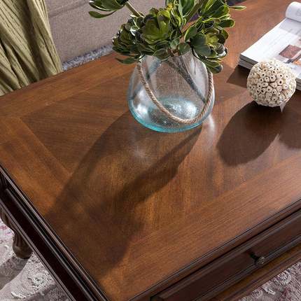 W8美式乡村用茶几205tp648新款实木客厅茶桌户复古2原木小茶几小