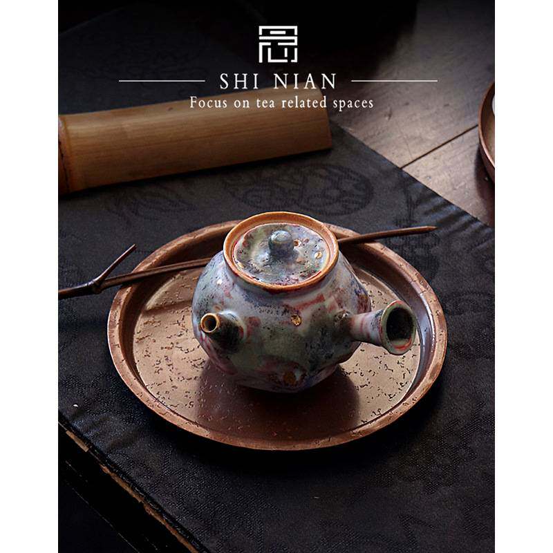 拾念丨八蛮柴烧全手工泡茶壶南蛮小侧把壶窑变春系复古粗陶志野烧