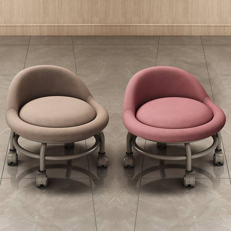 7K家用矮凳沙发凳小凳子软座懒人小板凳圆凳万向轮移动靠背滑轮矮