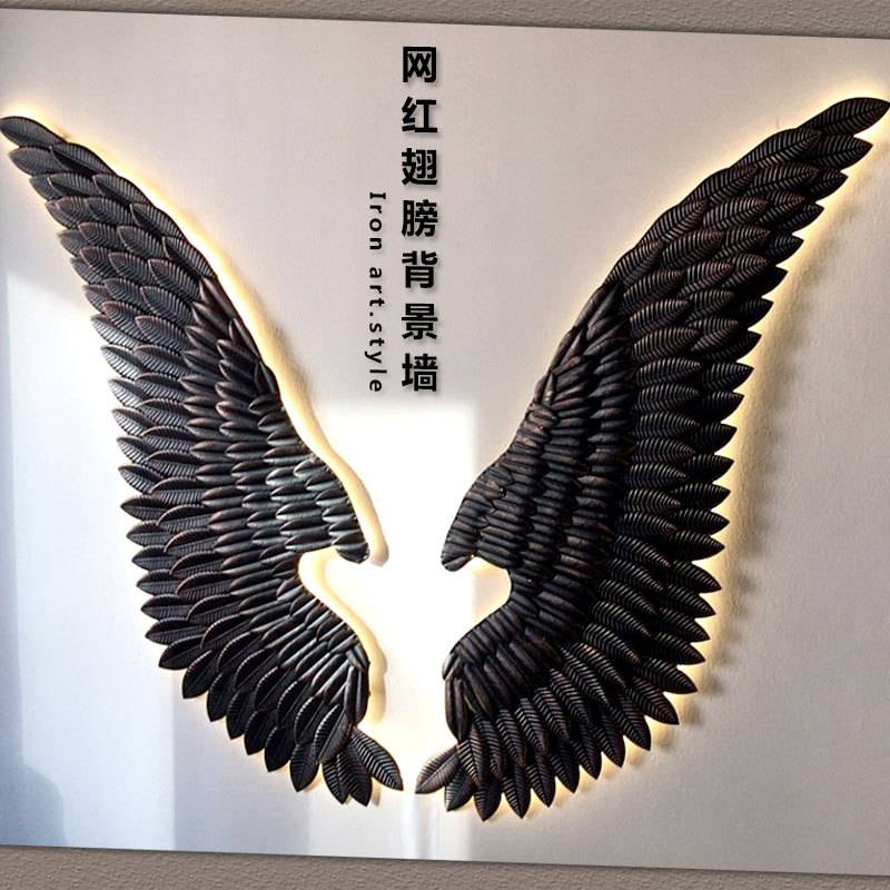 loft工业风办公室墙面装饰壁挂复古铁艺翅膀墙壁饰酒吧墙上装饰品
