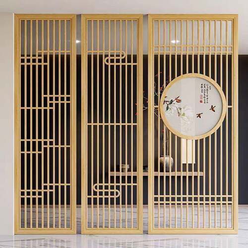 新商中式屏风隔客断厅遮挡屏风隔断用餐饮店格栅入玄户对门关OTV