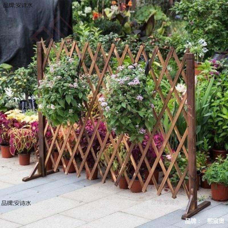 伸缩腐木栅10009482花园坪木插木木门庭院栏草门碳化小狗爬藤架白