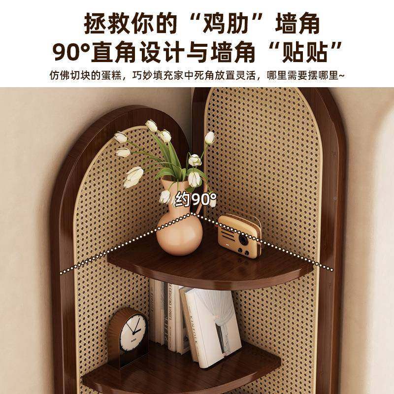 转角柜置物架一体靠收墙纳ZDC客厅储沙发墙边三角物柜藤编展示柜