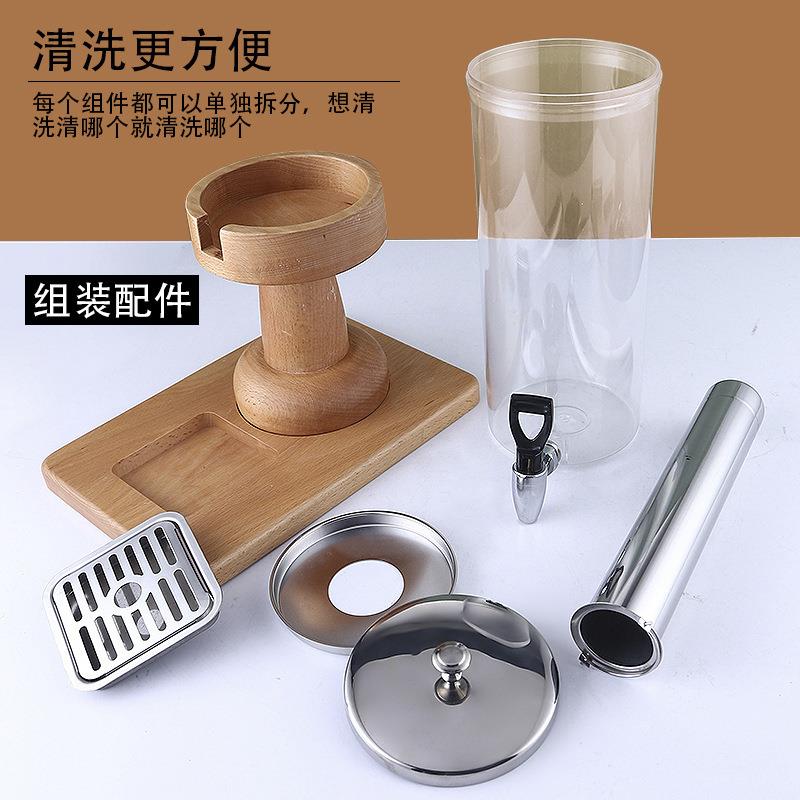 不锈钢果汁鼎单双加三龙头纯木座果汁钢料厚P桶木座冷C热双用饮果