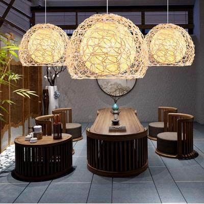 艺术性吊灯简创意个藤艺编织田园415室客厅阳台约餐厅圆形麻球灯,家装灯饰光源,智能吊灯,淘宝优惠券,粉丝福利购,淘宝优惠卷