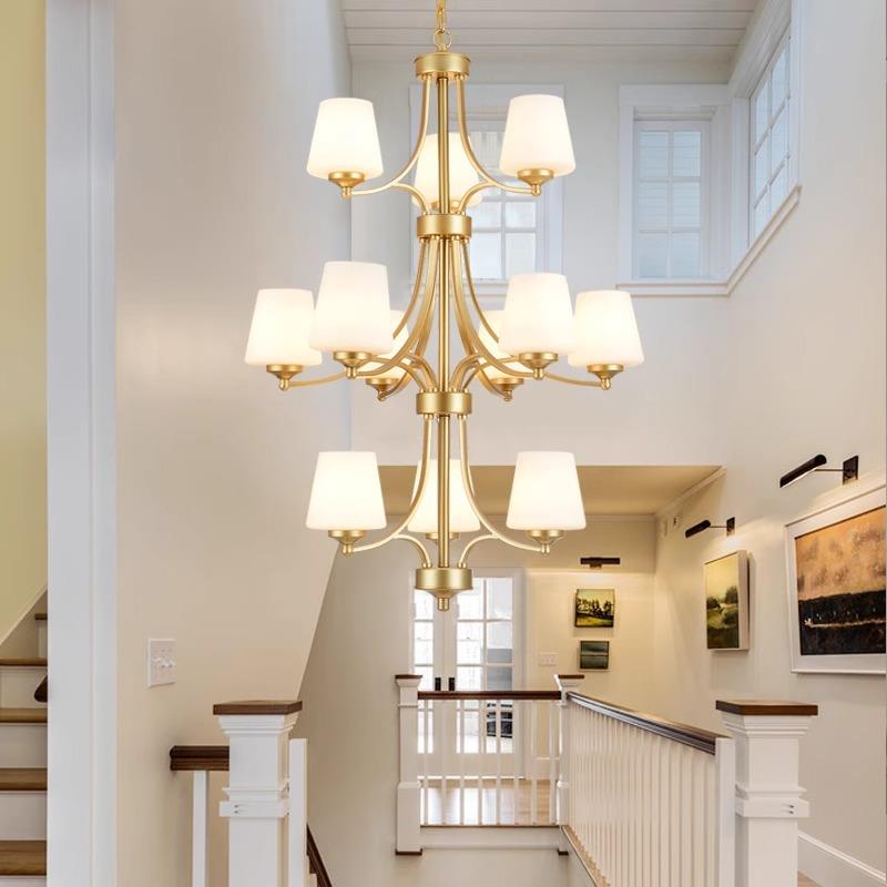 复楼客厅吊大大灯美961式别墅旋转楼梯式灯loft公寓挑空层楼梯间