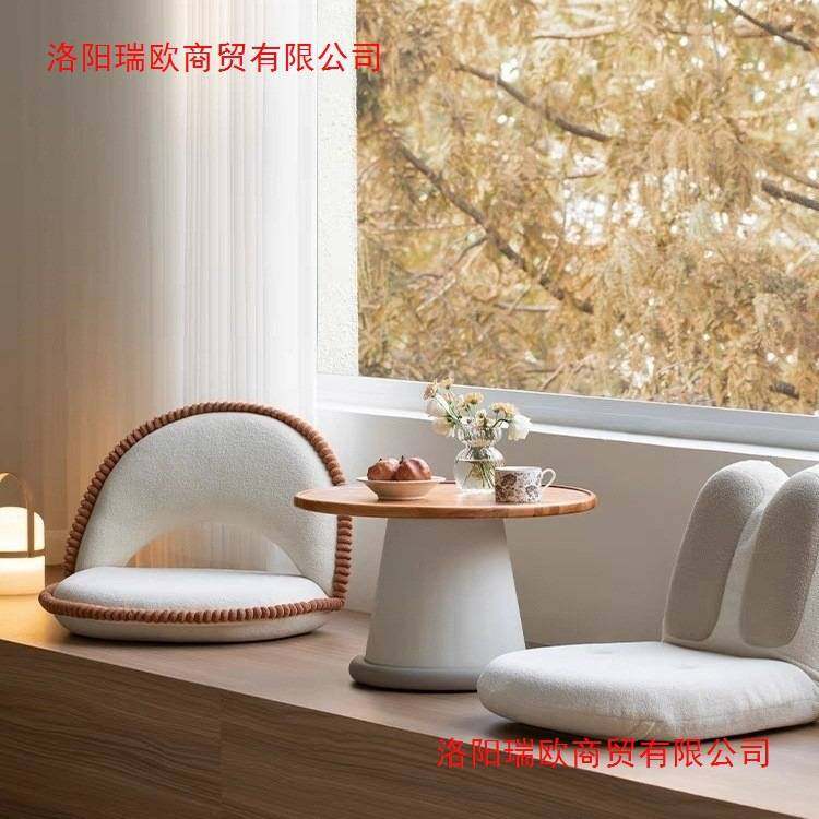 可折叠旋转榻榻米坐垫座椅卧室靠背飘窗椅单人可拆洗奶油风小沙发