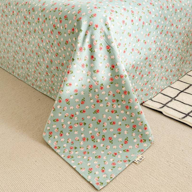 纯棉老粗布加厚床单单件全套棉碎花被BB-0620舍床笠棉单麻炕单枕