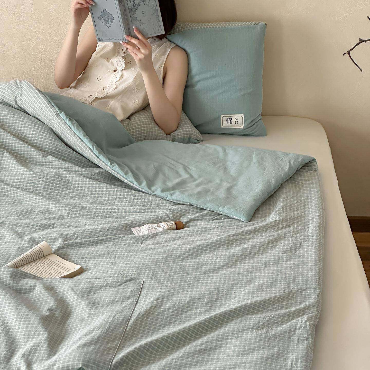 新款小清新全棉纯上棉水洗棉多功能家床用用品枕抱被20250509办公,居家布艺,抱枕被,淘宝优惠券,粉丝福利购,淘宝优惠卷