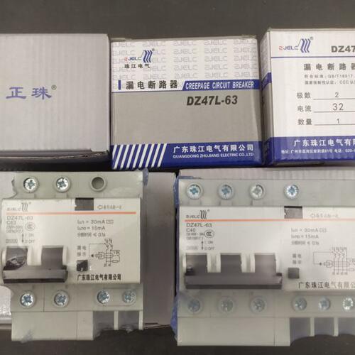 正珠珠江漏电保护器2P63A32a断路器带空气开关DZ47家用电闸漏保