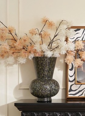 法式中古风壁炉边柜斗柜桌面小屏风装饰画高脚果盘V铜花瓶摆件搭