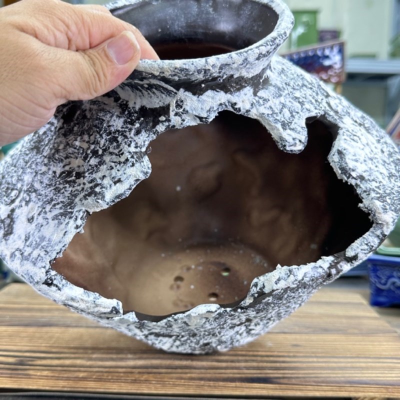 28*23cm上口12中口18cm特大缺口创意陶瓷花盆X造景古典陶罐