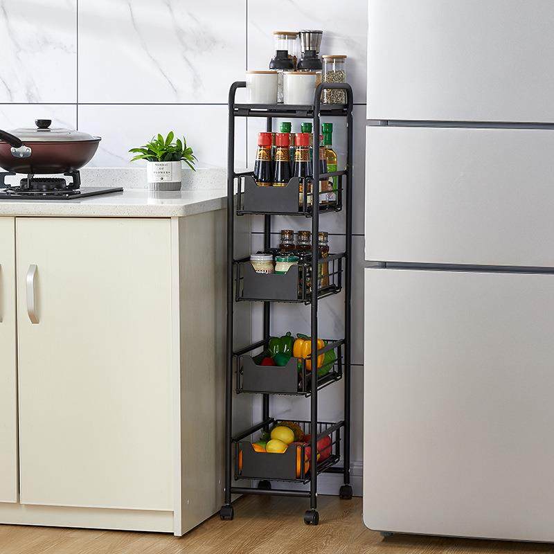 厨房夹缝置物架抽屉式冰箱蔬旁缝式隙水果菜FXLD07篮地落家用多层