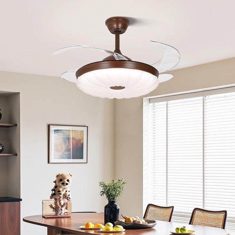 古风扇中灯餐厅卧室复古胡桃色隐形电扇42寸客厅护眼木488扇吊灯,家装灯饰光源,风扇灯,淘宝优惠券,粉丝福利购,淘宝优惠卷