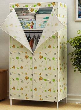 简易布KTY衣防柜尘衣柜出租房钢管加粗拉链柜衣全封闭管布衣钢柜