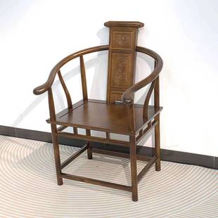 实木圈椅茶新式 围椅喝茶341家用饭店中楼酒店茶桌餐椅主人椅椅古