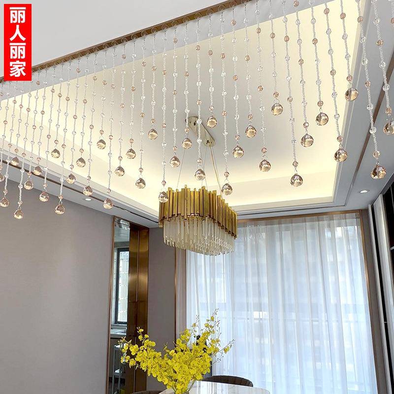 珠帘水晶隔断帘厅挂帘门客珠子装吊饰串珠链卫生间帘免打孔F5M566