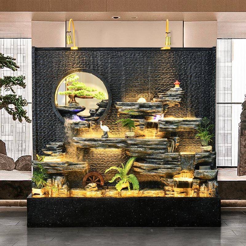 水幕墙DMO酒假山流喷泉摆件屏风隔断公司店前台饰品装别墅水庭院