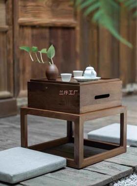 胡桃木飘窗桌阳黑台榻榻米小桌折卧室一整套茶中式休闲IXZ方形茶