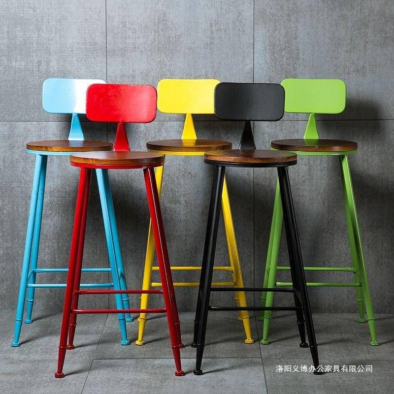 凳高凳吧高椅酒台462吧铁艺吧台凳现代实木凳子简约吧脚椅靠背高