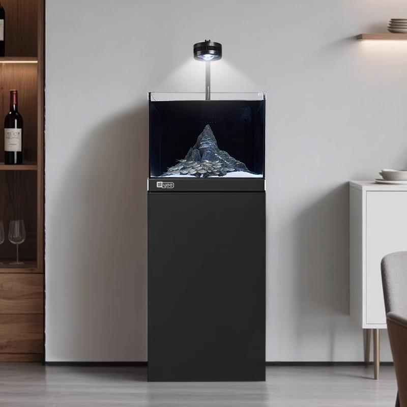 yee2025新款窄溢流50方缸超白玻璃底滤背滤溪流缸客厅家用水族箱