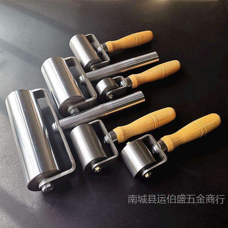 不锈钢压轮双轴承实心压辊防水卷材皮革压边铁滚轮自粘贴纸排气泡
