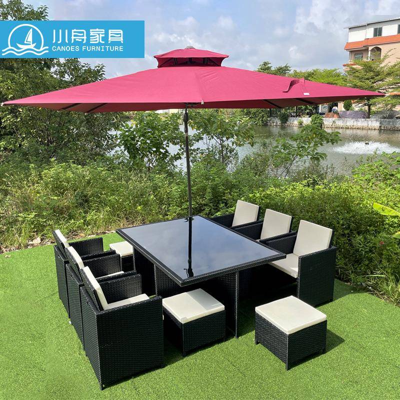 户外家具庭院阳台别墅藤椅花园休闲天台防水防晒藤编收纳桌椅组合