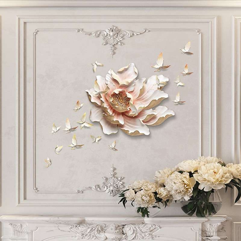福雕家饰3d立体装饰画墙饰立体花卉墙壁挂饰壁饰现代中式创意挂件图片