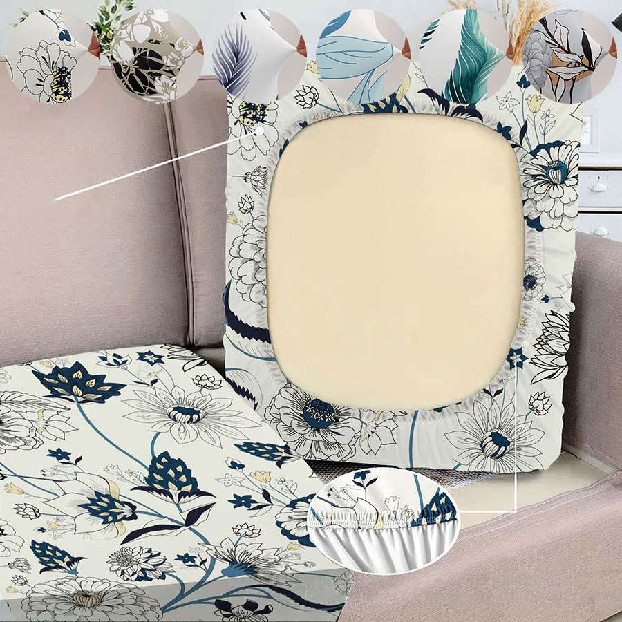 弹力印花沙发坐垫套替换椅垫沙发套柔软带弹性底部