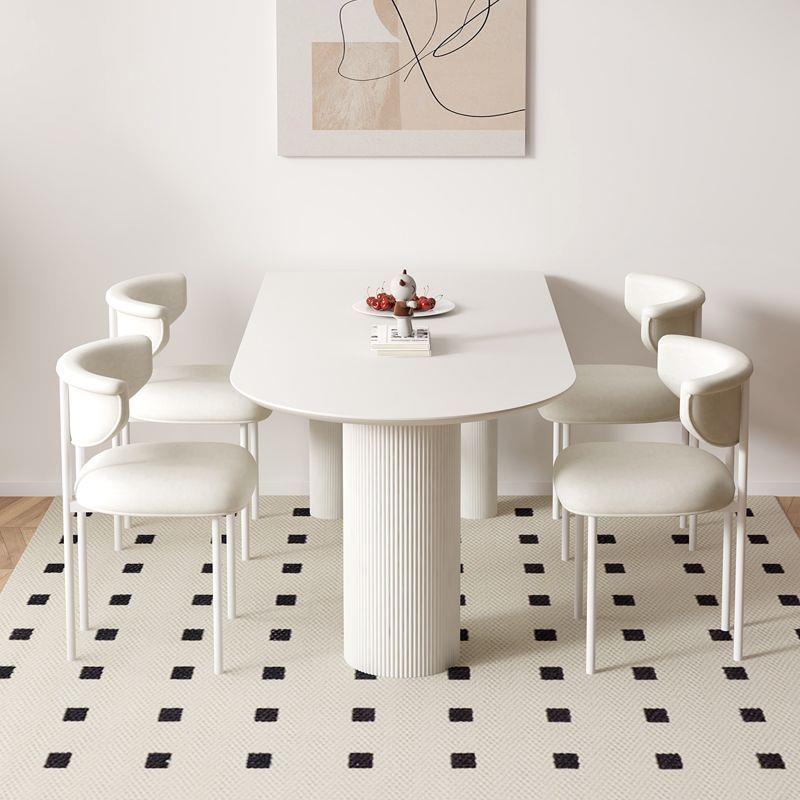 奶油风纯白色岩板餐桌餐椅组合现代简约小户型家用半岛餐桌家庭桌