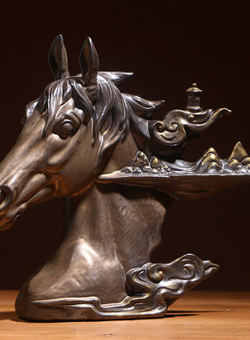 创意平步青云马头陶瓷摆件办公室装饰品书房摆设瓷器.动物工艺品