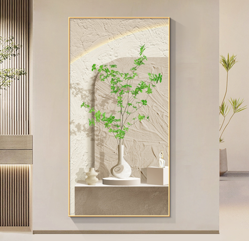 北欧绿植装饰画入户玄关s立体感挂画楼梯走廊过道现代简约竖版壁图片