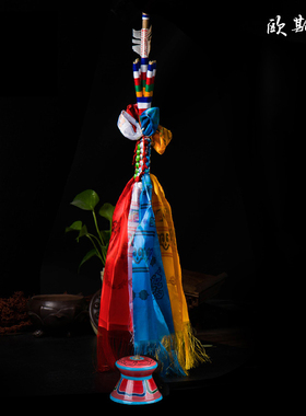 尼泊尔手工艺品 佛具用品 莲师五彩财U神剑 财神幡