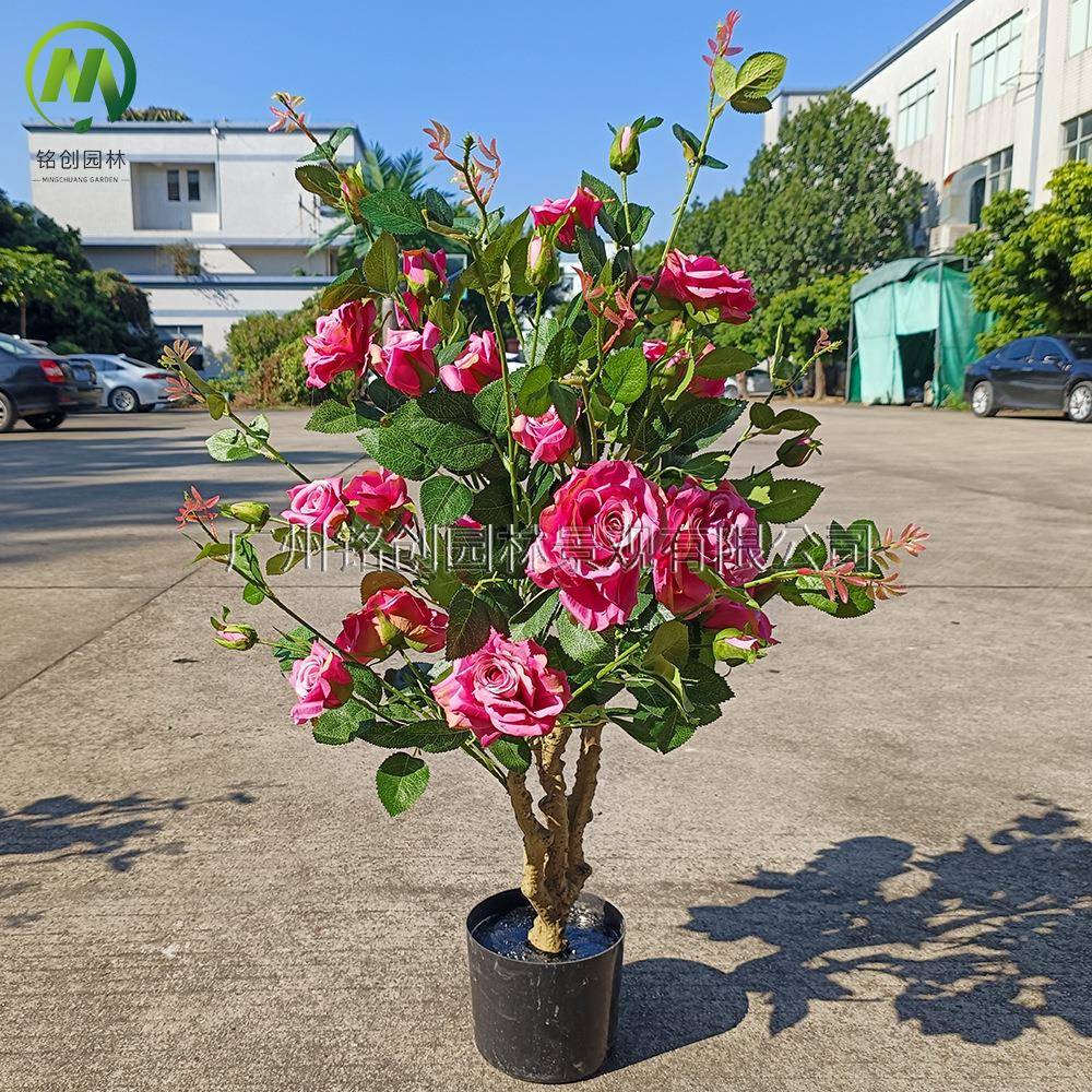 仿001真植盆栽玫瑰绿栽花树家居婚庆摄影道具装饰花玫瑰盆植物厂