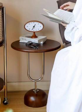 中复古风木茶几不锈钢沙发02154边桌几实卧室床头子厅客可移动置