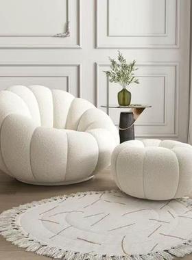 懒人沙发南花弧形单沙发奶油风可旋转卧瓜人室AYE小沙发阳台休瓣