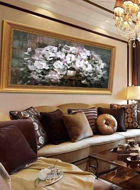 画简欧客厅壁现代挂画P291油画欧式富卧室装饰画床头画横幅花牡开