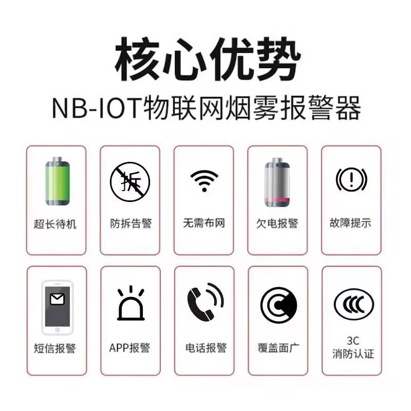 NB物联网智能烟感报警器手机联网自动报警无线烟感火灾报警器温感