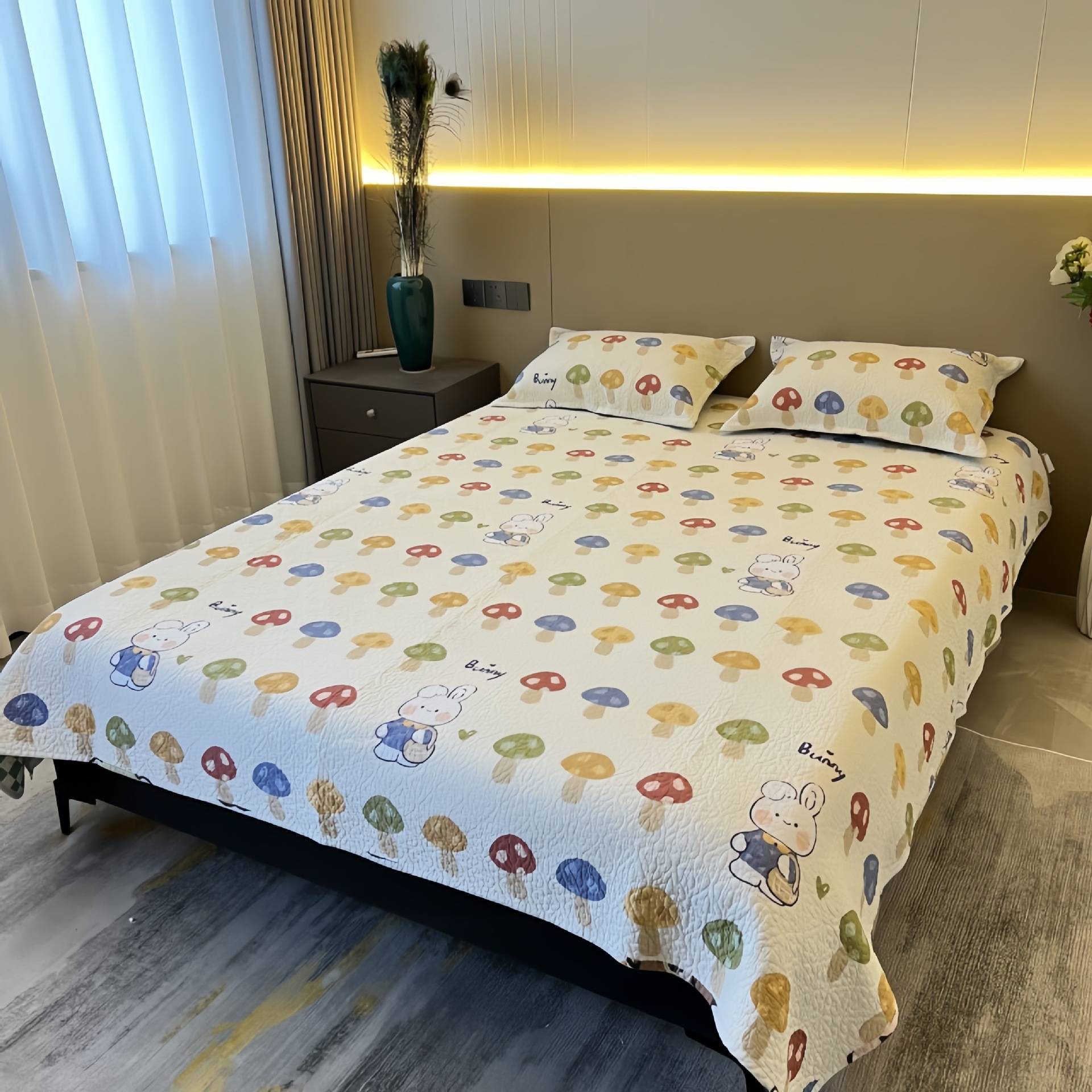 卡通纯棉床盖床单夹棉绗缝防滑防皱双面可用四季款单件踏踏米床单