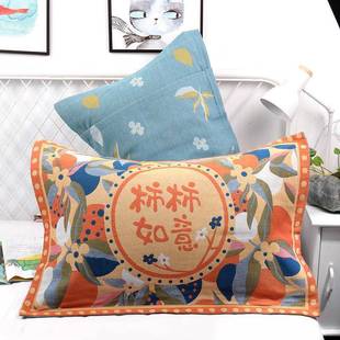 纯加厚纱布枕套棉一对装 高家用ri4f5M7A全端棉单人枕头套加大枕 款