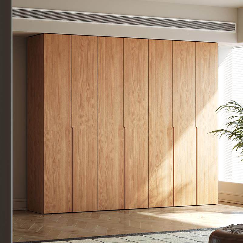 橡木全实衣柜家用到卧一室简约现代门顶木原UIT木风大衣橱儿童挂