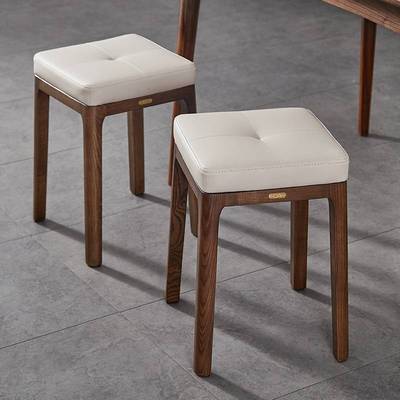 初心实木化妆凳软包方凳家用凳子叠加餐凳简约客厅轻奢久坐小板凳