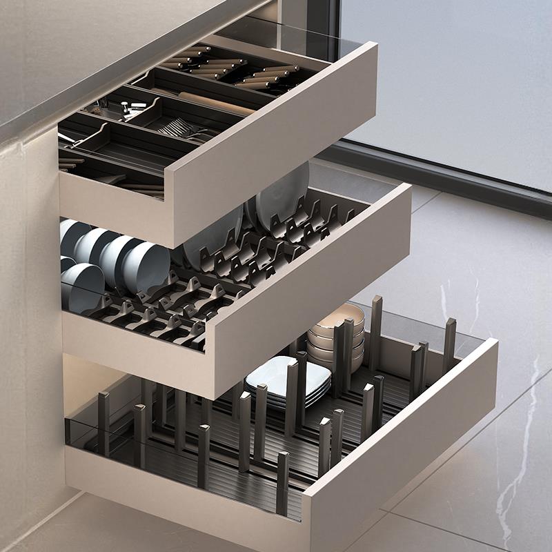 厨房抽MMX屉碗架内置碗柜碗碟收橱纳架盘子碟子盘柜收纳分隔内堆