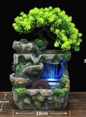 假山流水SZN喷泉缸风车水轮招财摆件厅家店居客桌鱼办公室内铺开