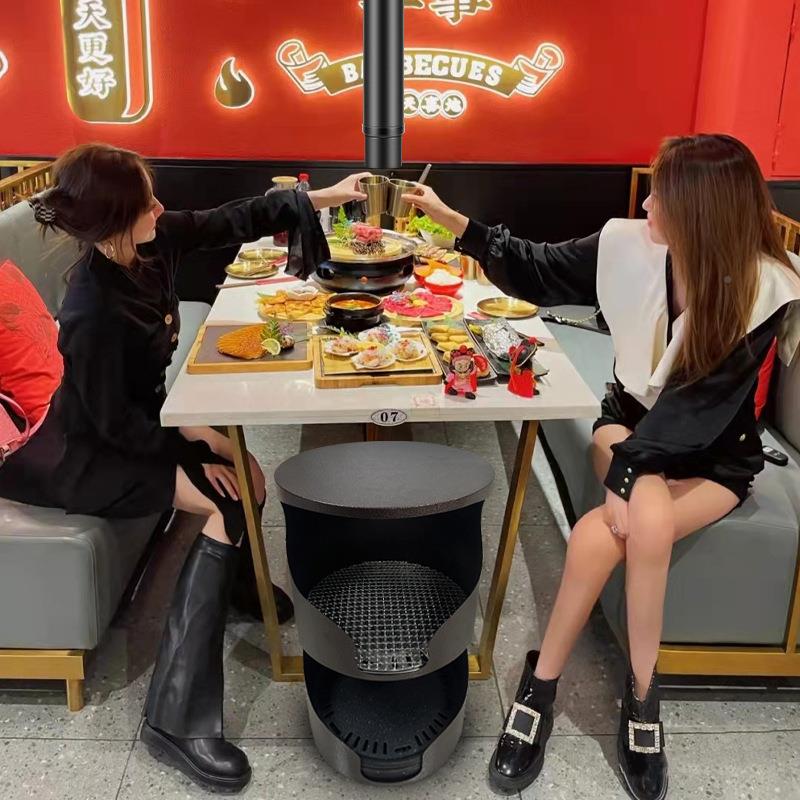 烤盘烤网集推钢车篦-2子桶双层收纳烤车存储桶不锈推车收车肉店可