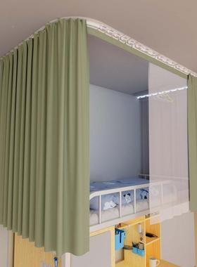 宿舍厚铺强遮cp#51975帘光布u型双轨道透气遮光床加不上透光套床