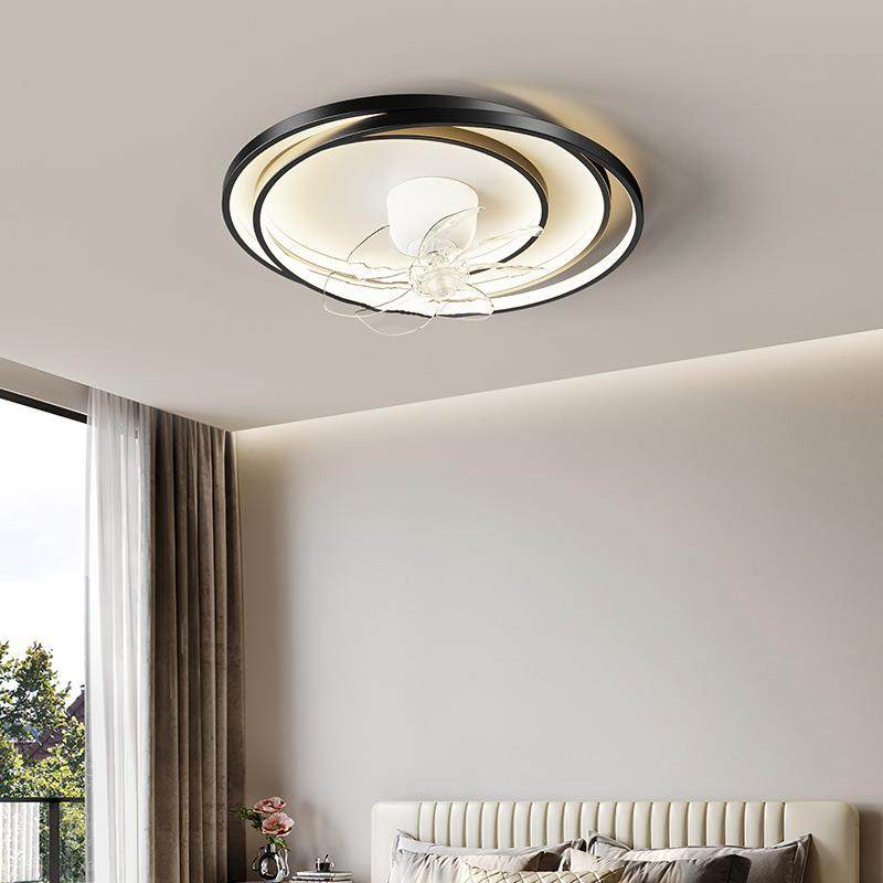 简约卧室灯28意简护眼环风扇灯吊扇灯创摇头大风力静音中圆山灯极